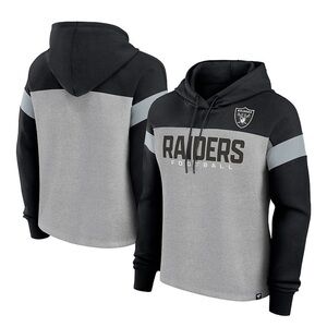 Women's Black and Gray Las Vegas Raiders Bold Play Call Pullover Hoodie - XL New